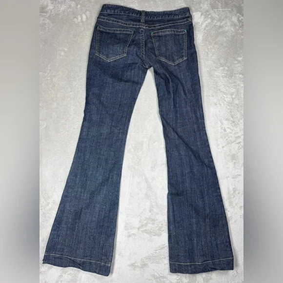 Vintage Y2K Free People Low Rise Zip Fly Flare Dark Blue Wash Blue Jeans Size 25 - Picture 10 of 15